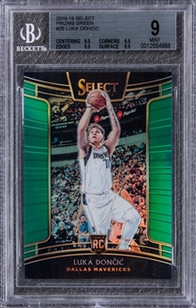 2018-19 Panini Select Prizms Green #25 Luka Doncic Rookie Card (#3/5) - BGS MINT 9

